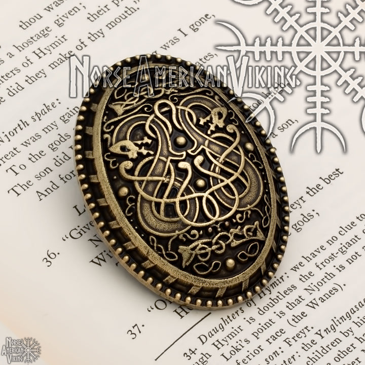 Viking Dragon Broa Oval Tortoise Brooch