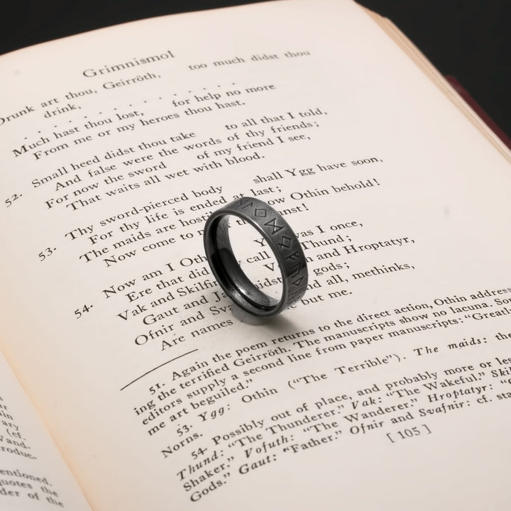 Elder Futhark Rune 6mm Ancient Viking Ring 316L Stainless Steel - view 3
