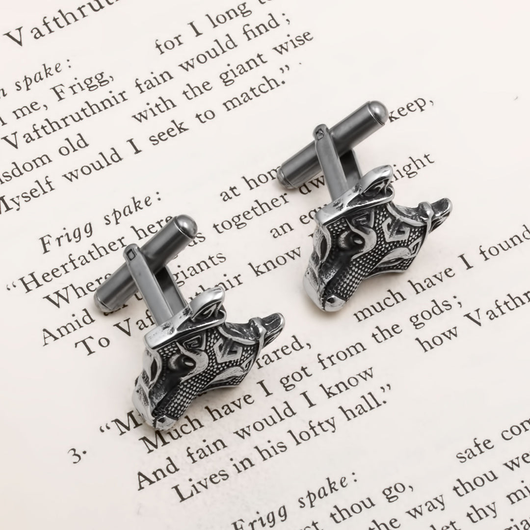 Fenrir Wolf Viking Cufflinks 316L Stainless Steel