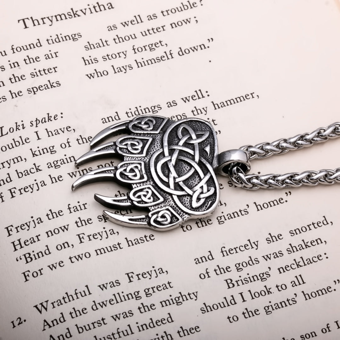 Bear Paw Trinity Knot Berserker Viking Pendant Necklace 316L Stainless Steel - view 4