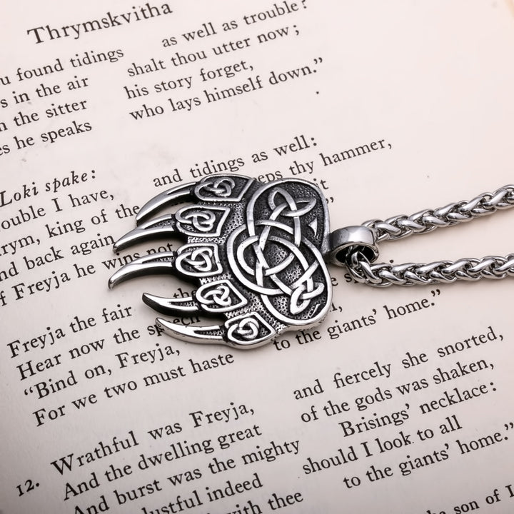 Bear Paw Trinity Knot Berserker Viking Pendant Necklace 316L Stainless Steel - view 4