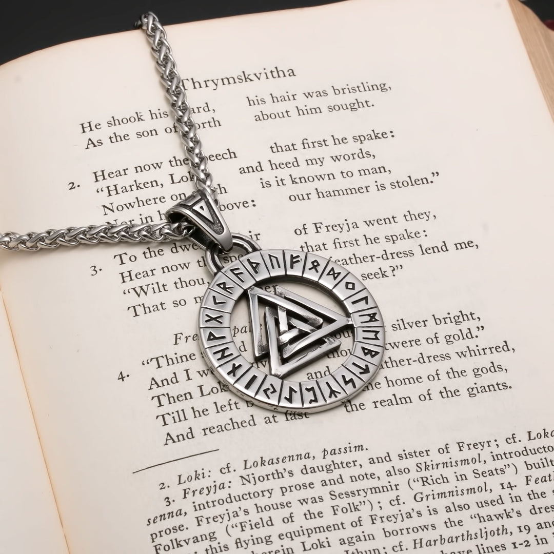 Valknut Viking Pendant Necklace 316L Stainless Steel