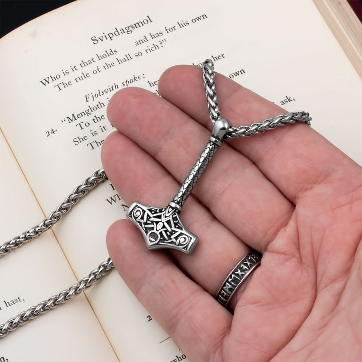 Mjolnir Thor's Hammer Pendant Necklace Stainless Steel Viking