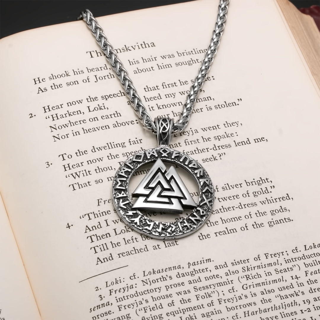 Viking Norse Valknut Knot Stainless Steel Pendant Necklace