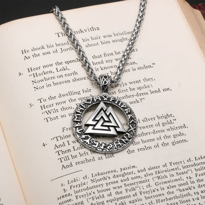 Viking Norse Valknut Knot Stainless Steel Pendant Necklace