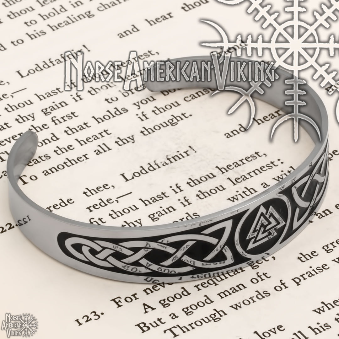 Valknut Viking Cuff Bracelet 316L Stainless Steel