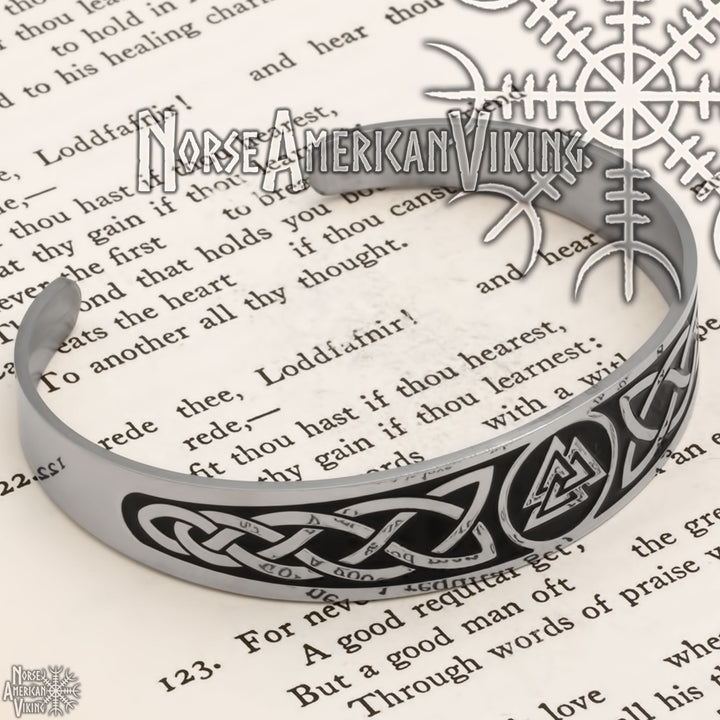 Valknut Viking Cuff Bracelet 316L Stainless Steel