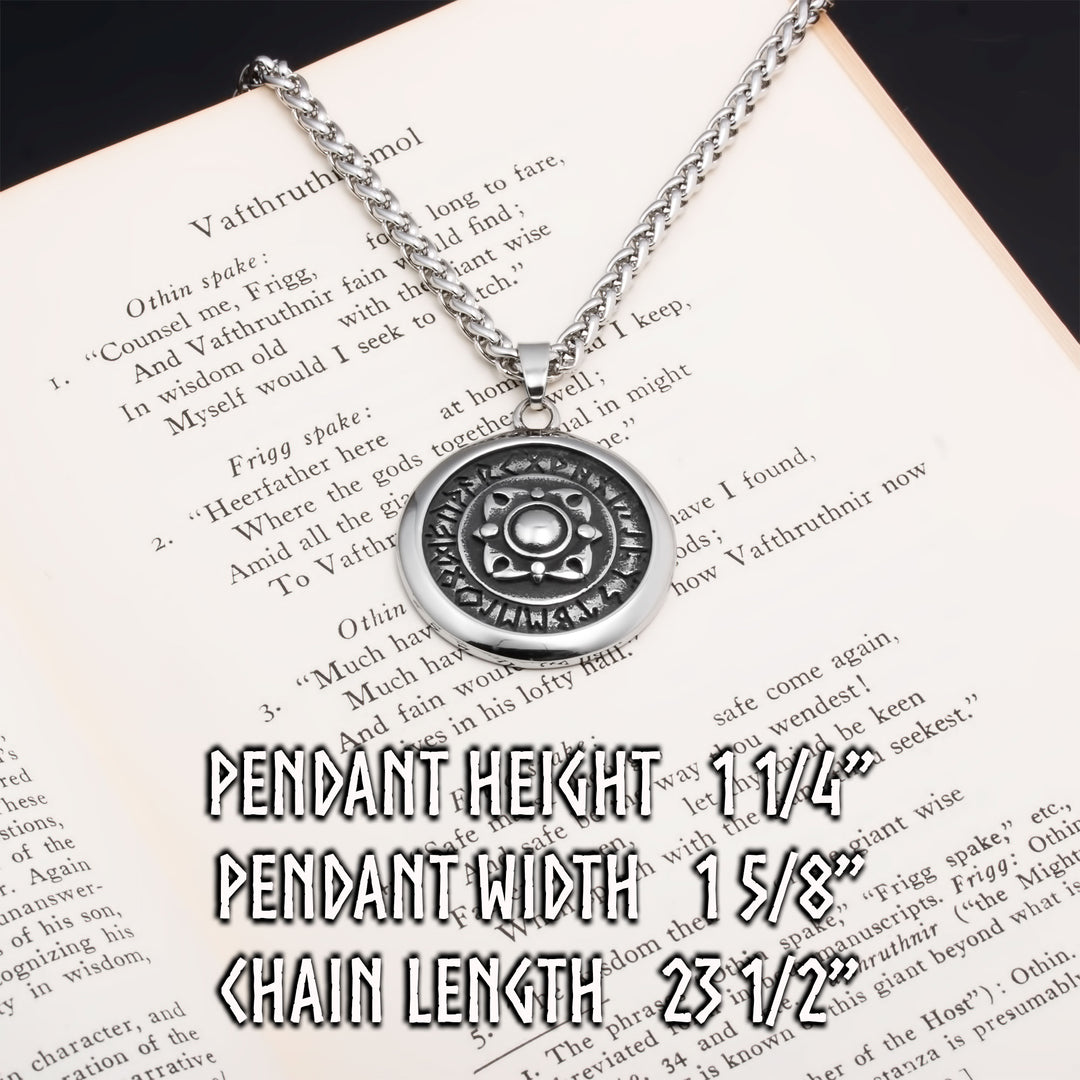 Elder Futhark Rune Viking Pendant Necklace 316L Stainless Steel