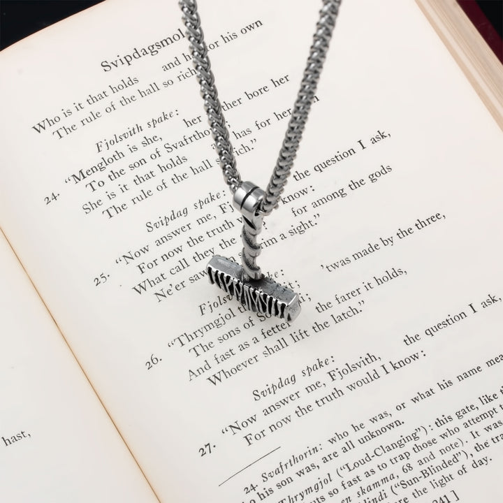 Mjolnir Thor's Hammer Pendant Necklace Stainless Steel Viking