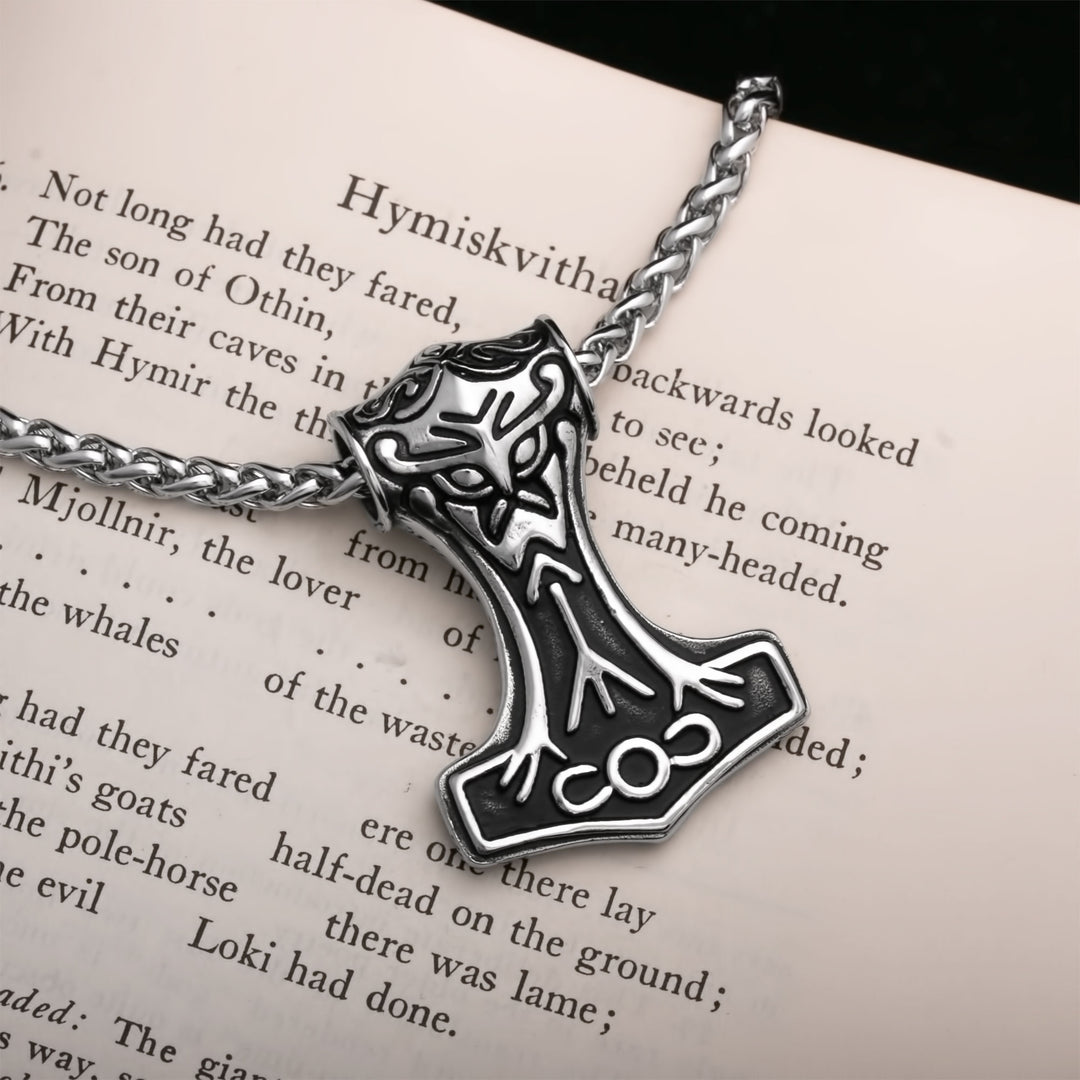 Viking Mjolnir Thor's Hammer Stainless Steel Pendant Necklace Large