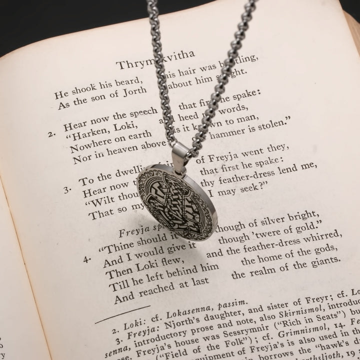 Viking Mjolnir Medallion Stainless Steel Pendant Necklace
