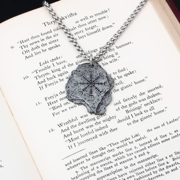Helm of Awe Rock Pendant Necklace Stainless Steel Viking