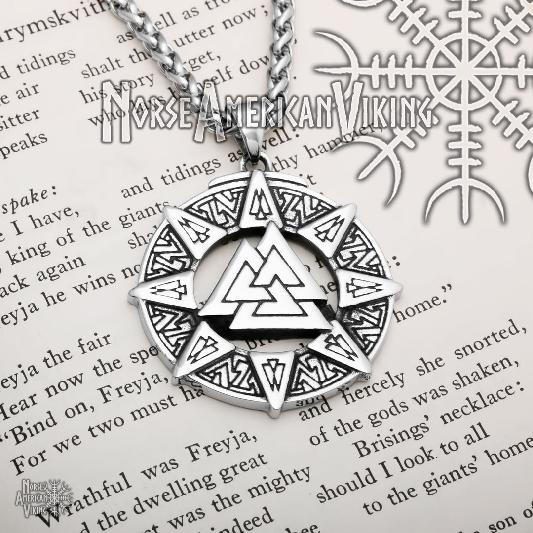 Viking Valknut Slain Warrior Knot Stainless Steel Pendant Necklace