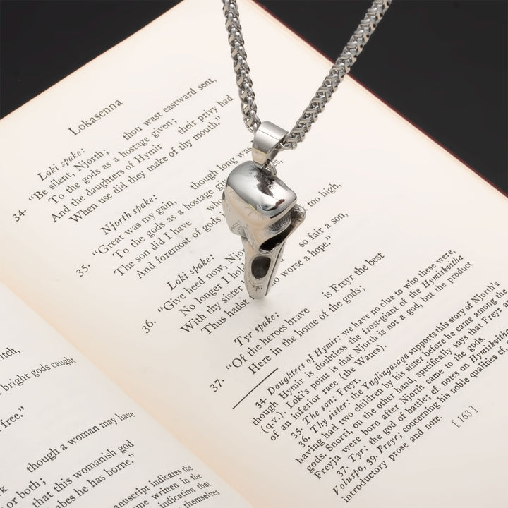 Raven Skull Pendant Necklace Stainless Steel Viking
