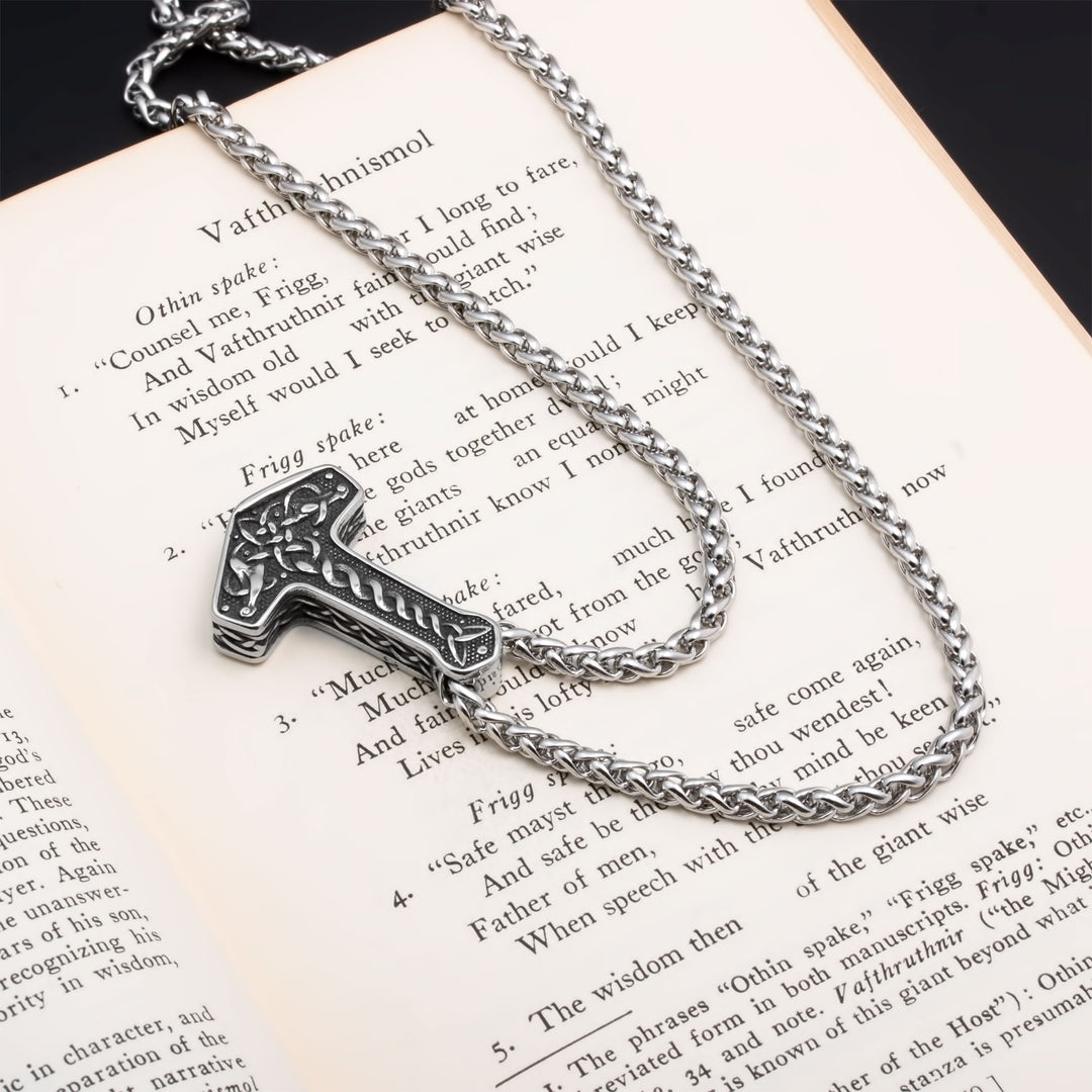 Mjolnir Thor's Hammer Pendant Necklace Stainless Steel Viking