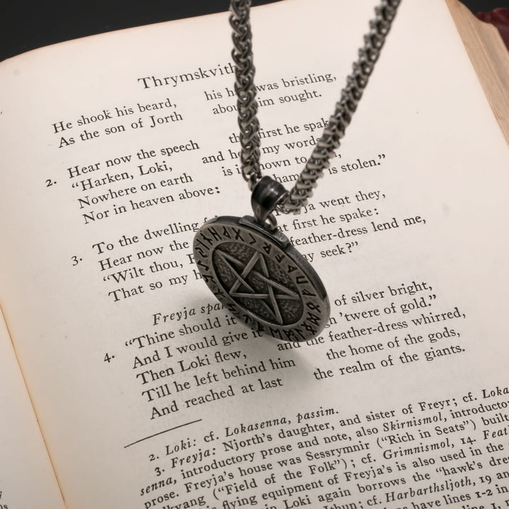 Elder Futhark Rune Viking Pendant Necklace 316L Stainless Steel