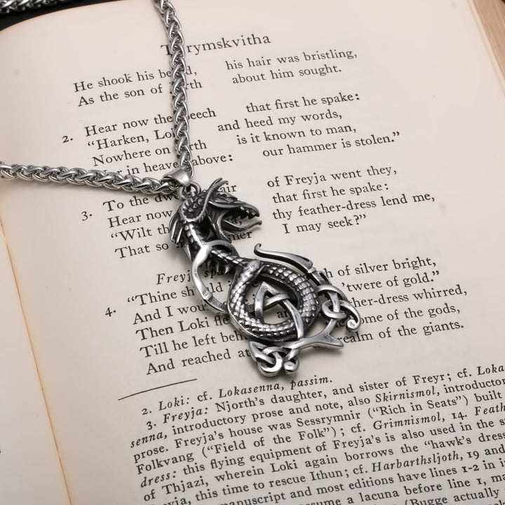 Viking Midgard Serpent Stainless Steel Pendant Necklace