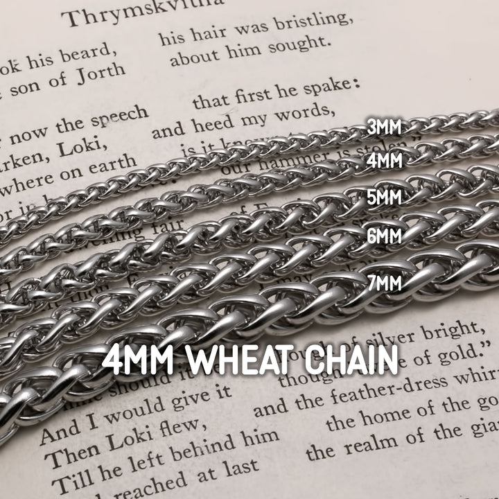 4mm Wheat 316L Stainless Steel Chain 18 inches
