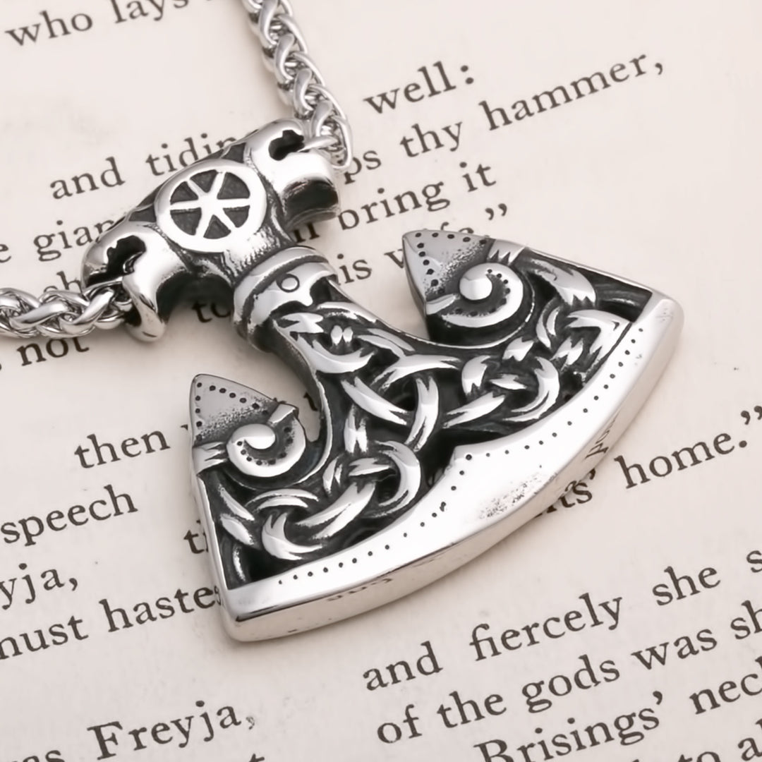 Axe Knot Plait Viking Pendant Necklace 316L Stainless Steel