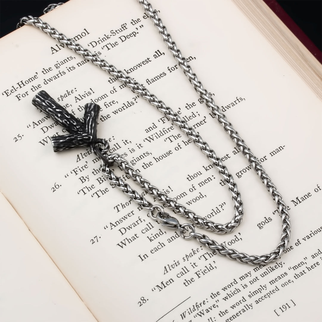 Rune Tiwaz Pendant Necklace Stainless Steel Viking