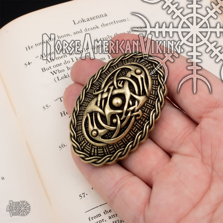 Viking Dragon Broa Oval Tortoise Brooch