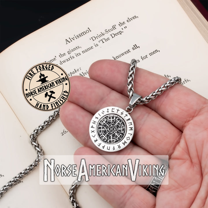 Viking Vegvisir Fidget Spinner Stainless Steel Pendant Necklace