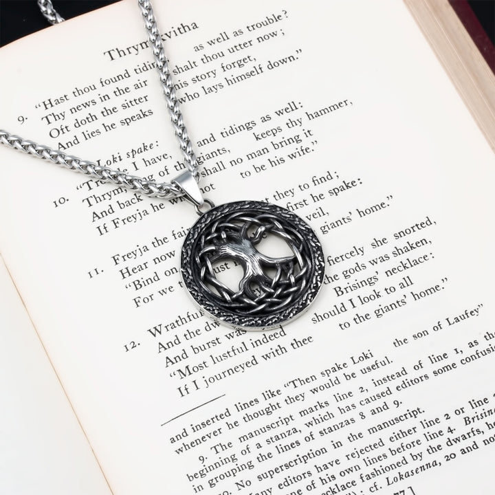 Yggdrasil World Ash Tree Pendant Necklace Stainless Steel Viking