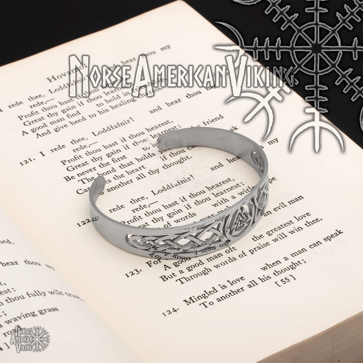 Valknut Viking Cuff Bracelet 316L Stainless Steel