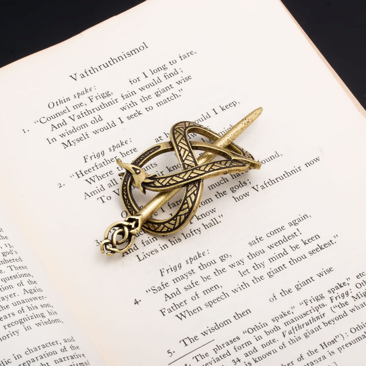 Viking Norse Dragon Infinity Knot Hair Pin Gold