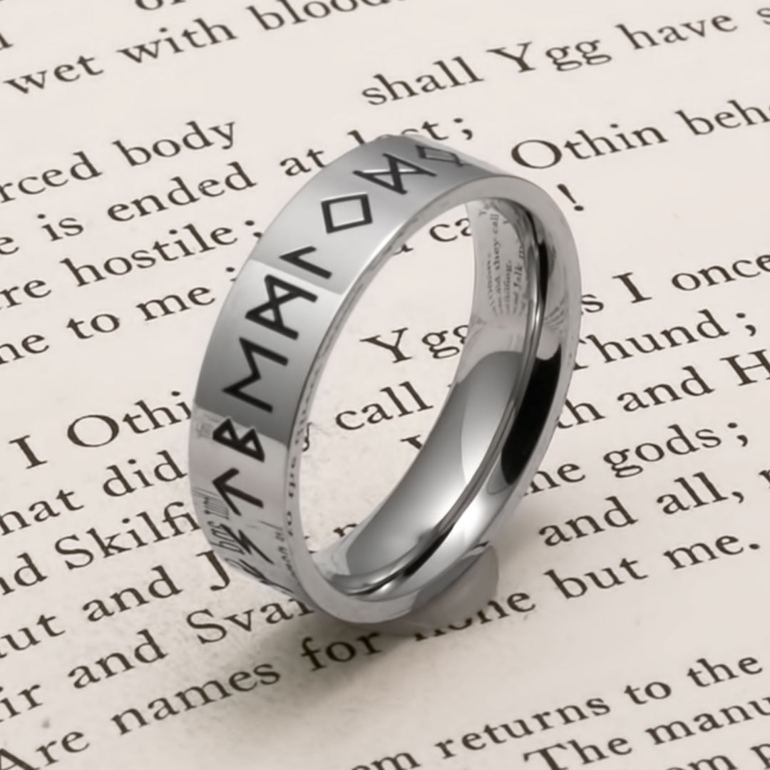 Elder Futhark Rune 6mm Viking Ring 316L Stainless Steel