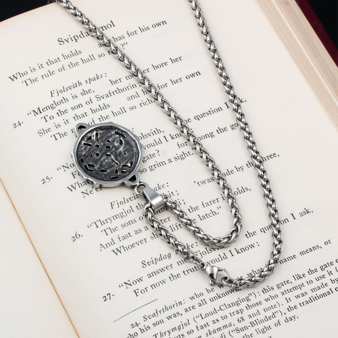 Norse Dragon Fafnir Rune Pendant Necklace Stainless Steel Viking