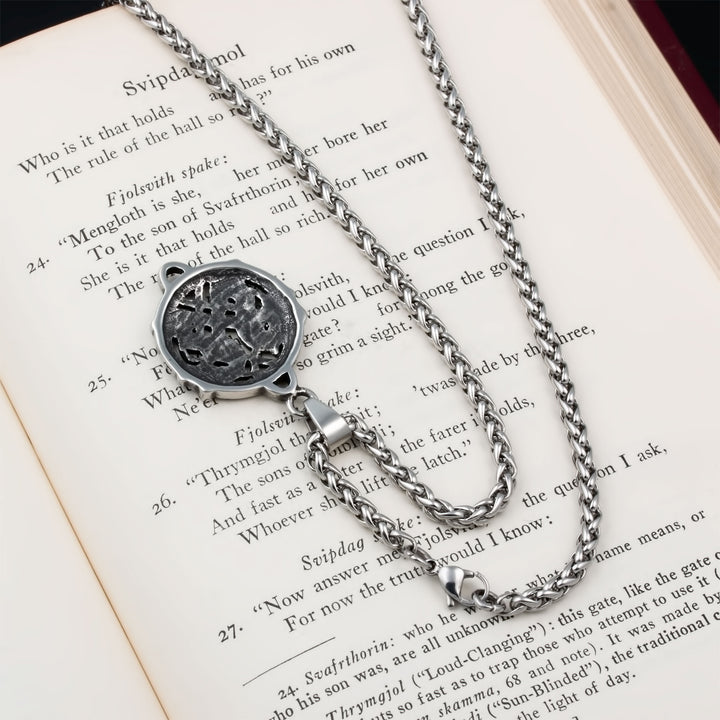 Norse Dragon Fafnir Rune Pendant Necklace Stainless Steel Viking