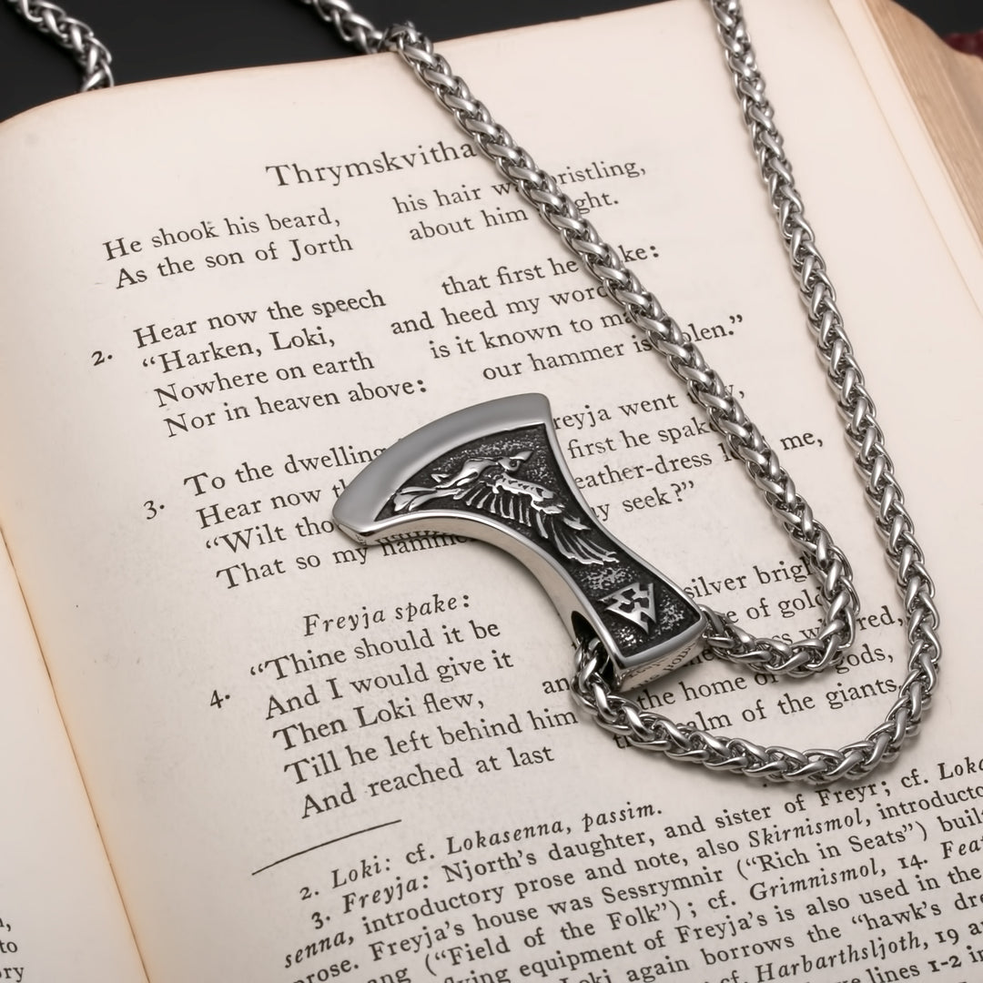 Axe Wolf Raven Valknut Viking Pendant Necklace 316L Stainless Steel - view 6