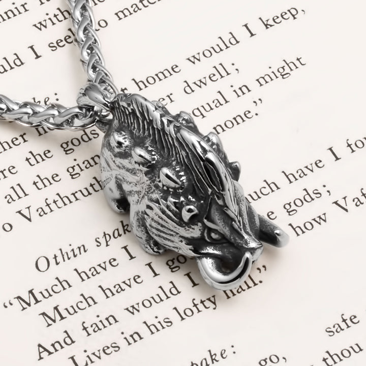 Viking Boar Gullinbursti Stainless Steel Pendant Necklace