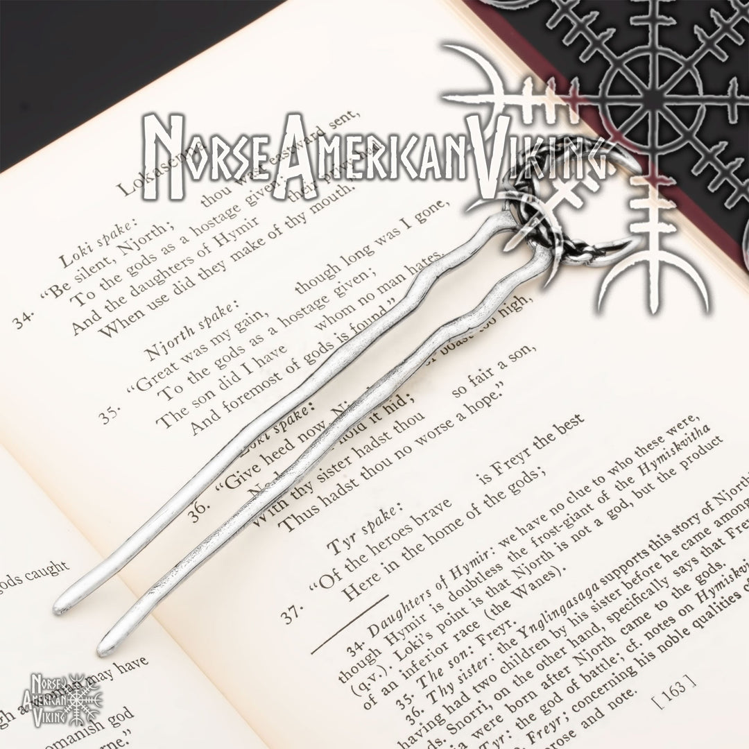 Plaited Crescent Moon Double Hair Stick Silver Tone Zinc Alloy - view 5