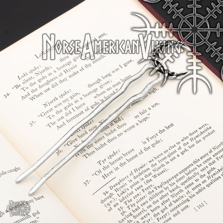 Plaited Crescent Moon Double Hair Stick Silver Tone Zinc Alloy - view 5