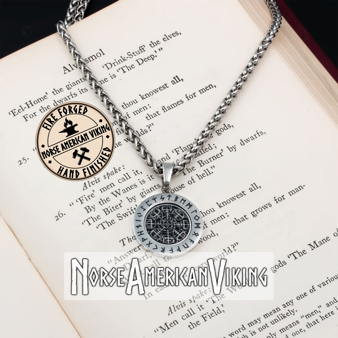 Viking Vegvisir Fidget Spinner Stainless Steel Pendant Necklace