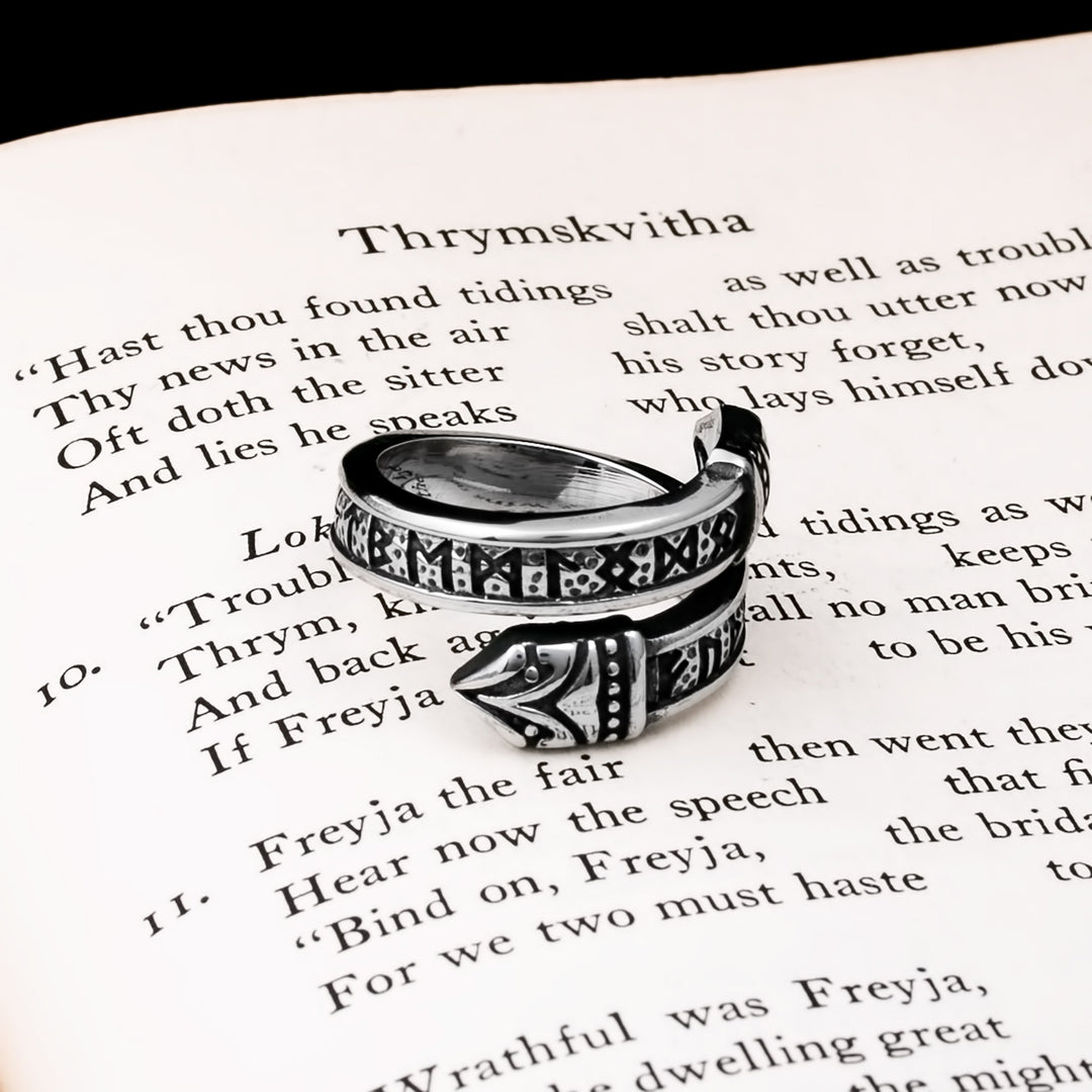 Elder Futhark Rune Raven Viking Ring 316L Stainless Steel - view 3