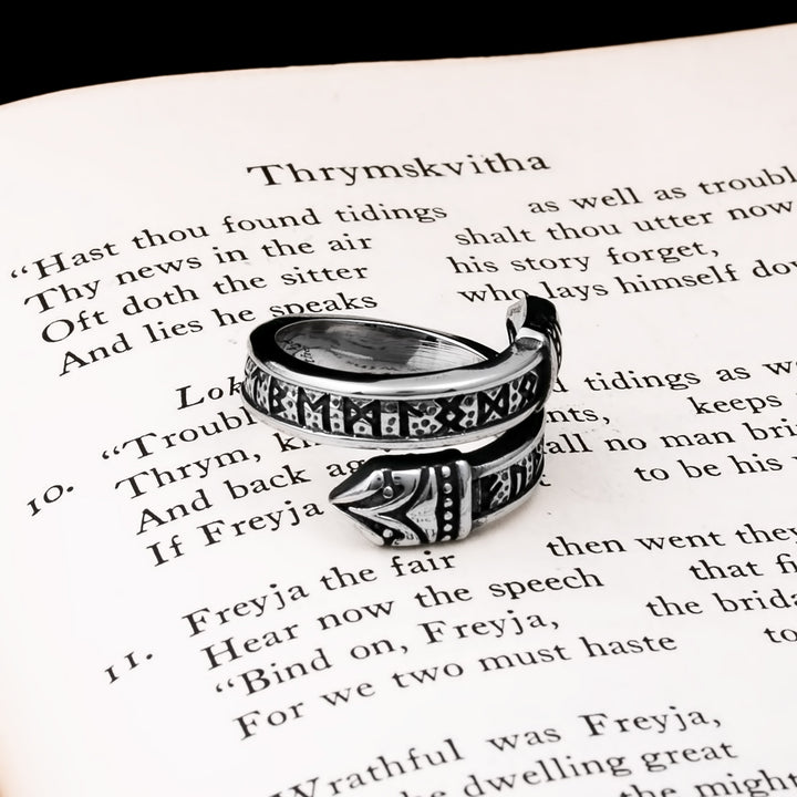 Elder Futhark Rune Raven Viking Ring 316L Stainless Steel - view 3