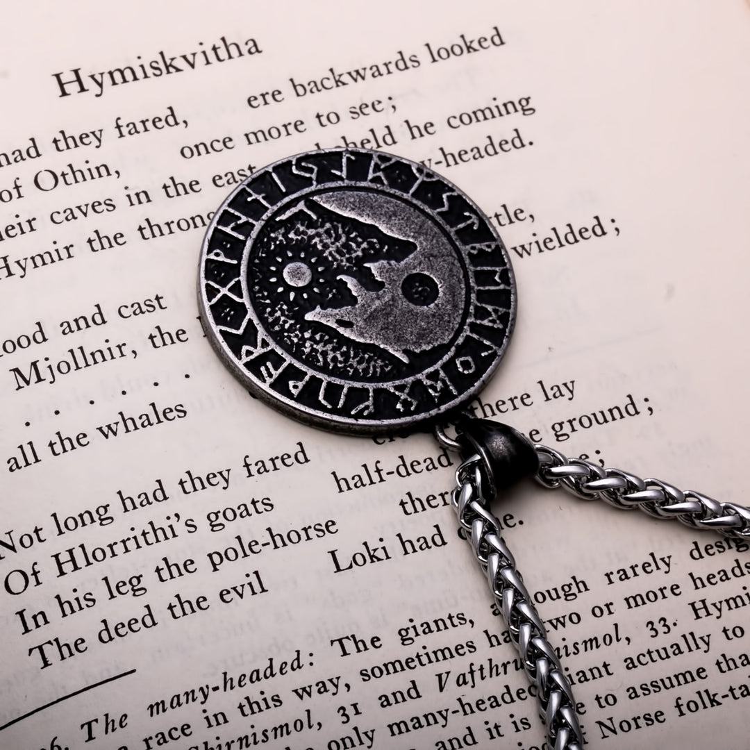 Fenrir Wolf Rune Ancient Yin Viking Pendant Necklace 316L Stainless Steel - view 5