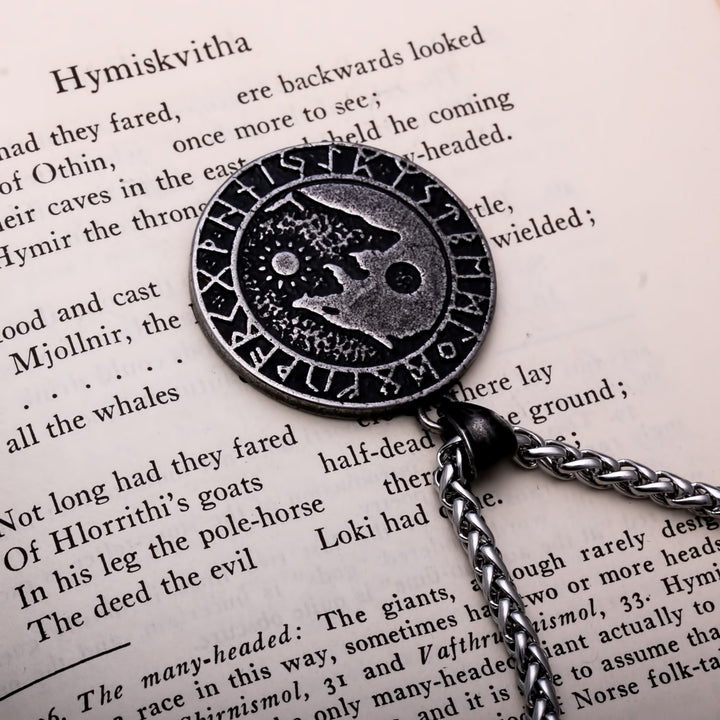 Fenrir Wolf Rune Ancient Yin Viking Pendant Necklace 316L Stainless Steel - view 5