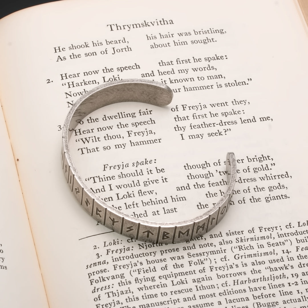 Viking Elder Futhark Rune Cuff Bracelet