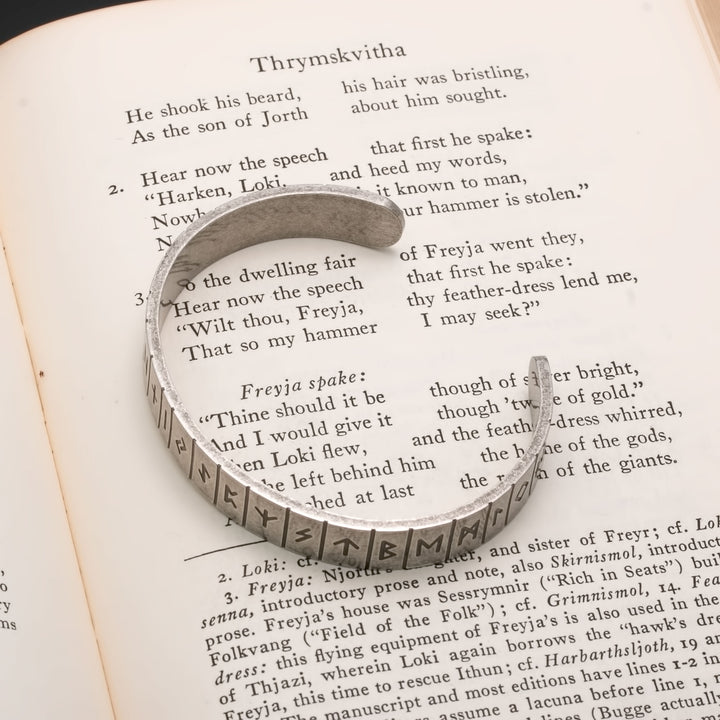 Viking Elder Futhark Rune Cuff Bracelet