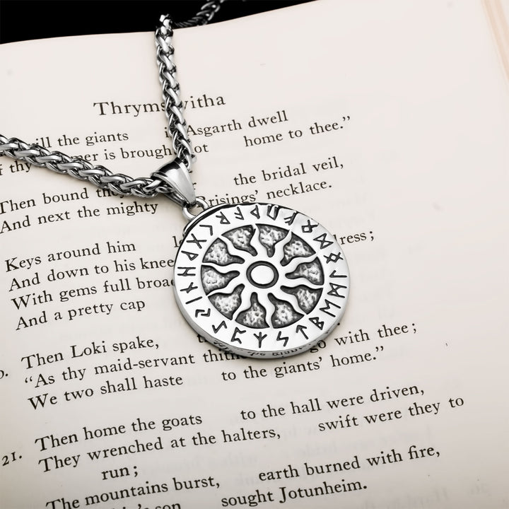 Sun Rune Pendant Necklace Stainless Steel Viking