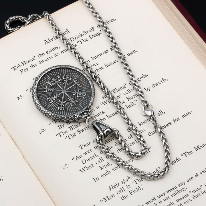 Valknut Vegvisir Pendant Necklace Stainless Steel Viking