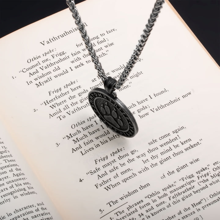 Fenrir Wolf Paw Print Viking Pendant Necklace 316L Stainless Steel