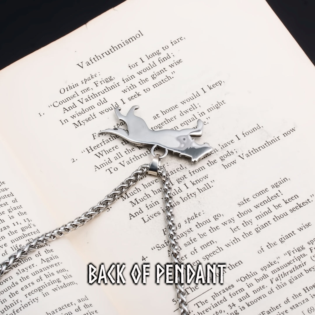 Viking Fenrir Wolf Stainless Steel Pendant Necklace