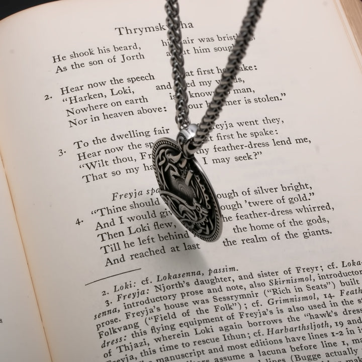 Viking Norse Dragon Medallion Stainless Steel Pendant Necklace