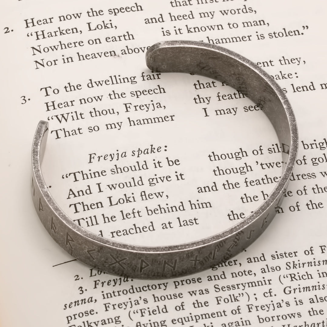 Viking Elder Futhark Rune Cuff Bracelet