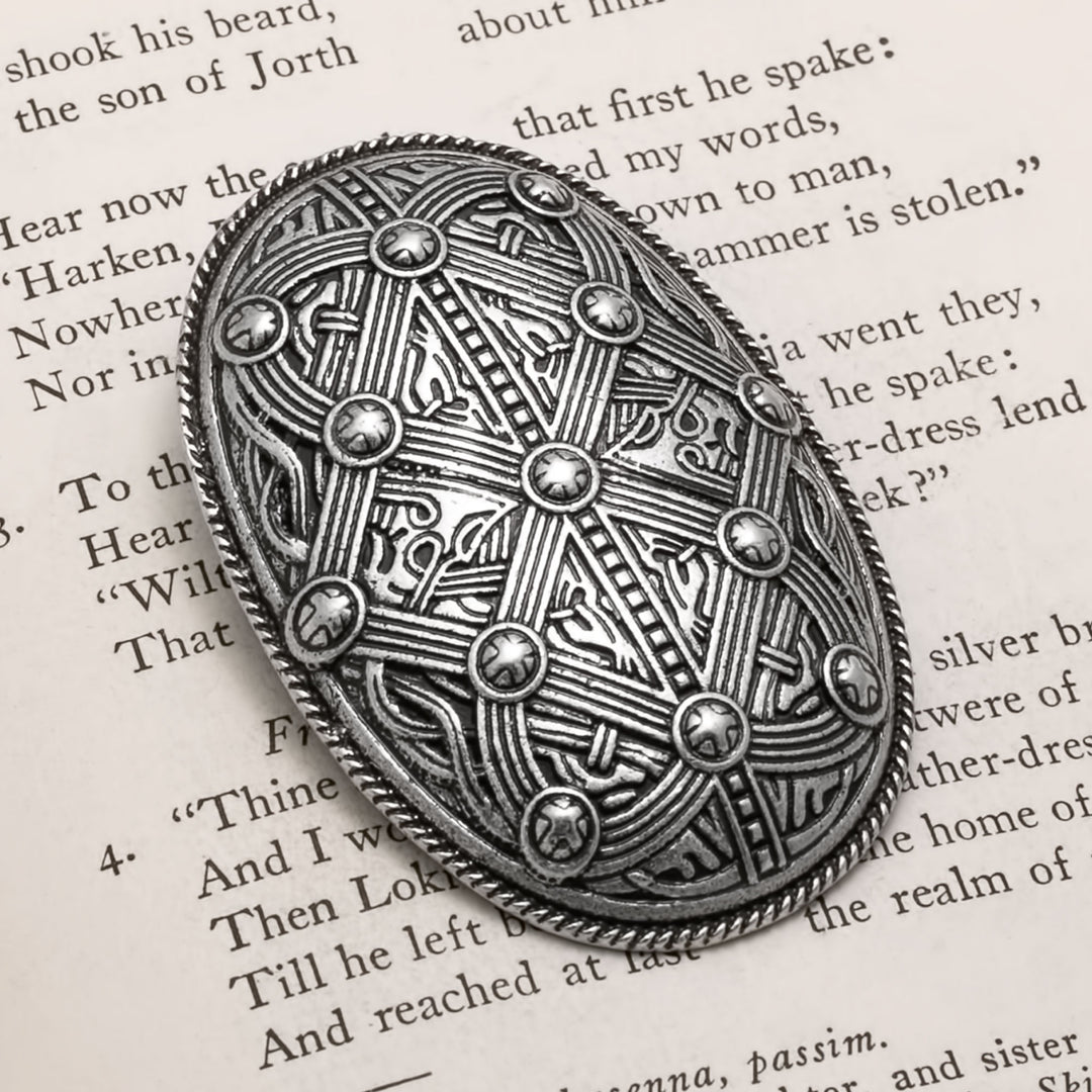 Viking Borre Oval Tortoise Diamond Fibula Brooch